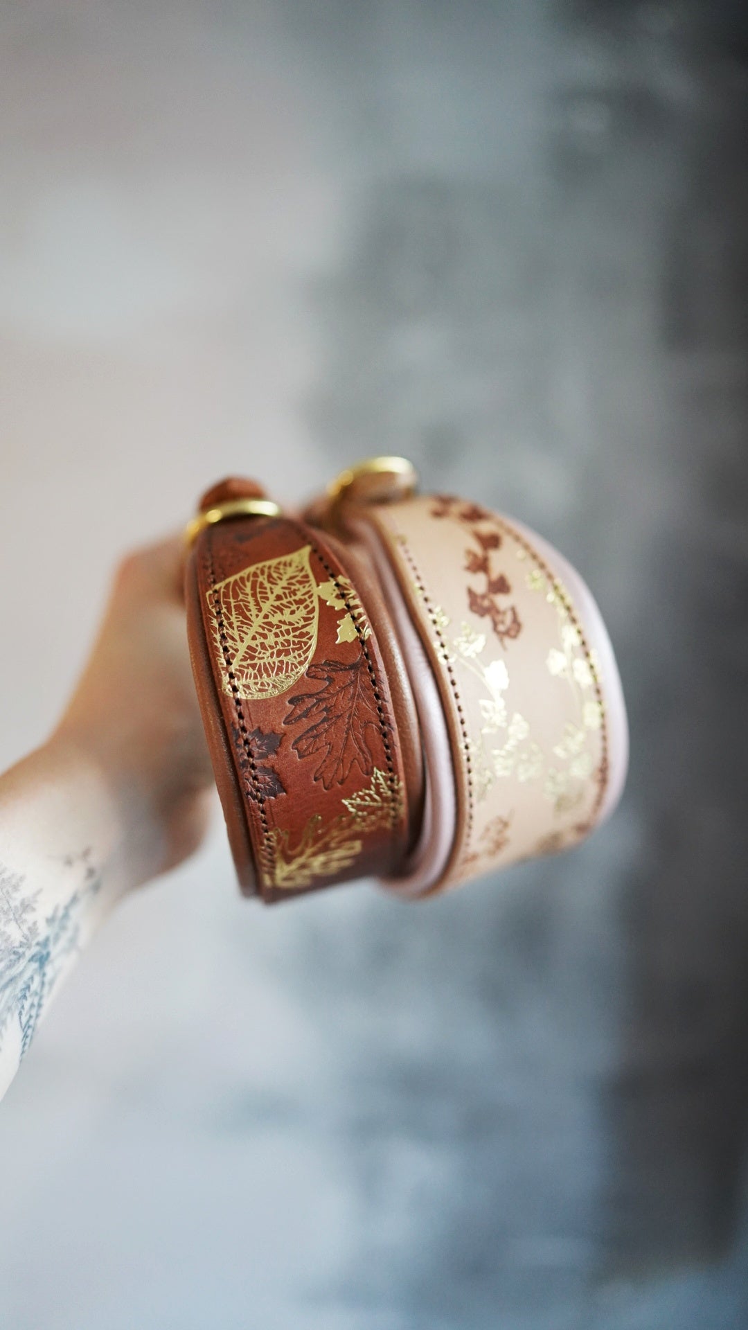 Embossed Tapered Leather Collars - all sizes, not just for hounds!