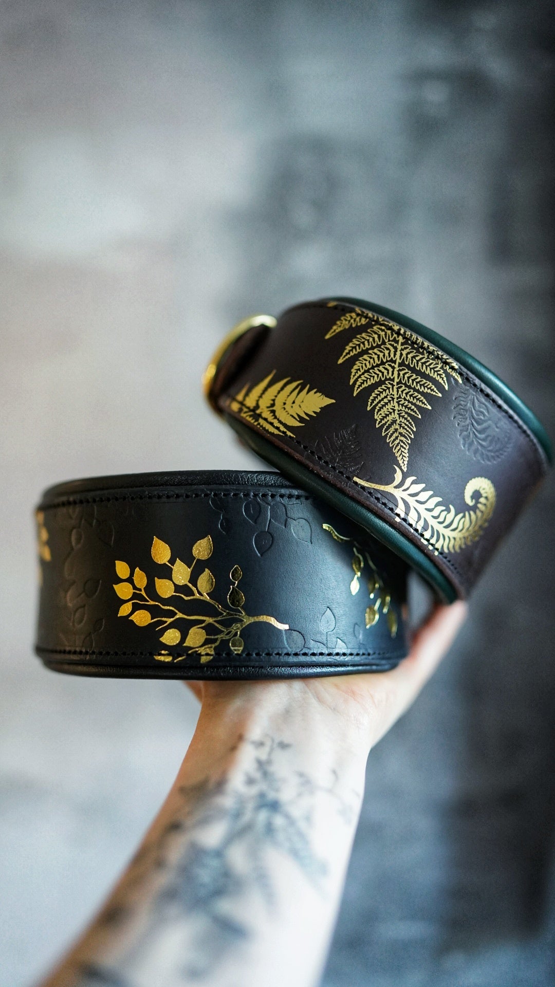 Embossed Tapered Leather Collars - all sizes, not just for hounds!