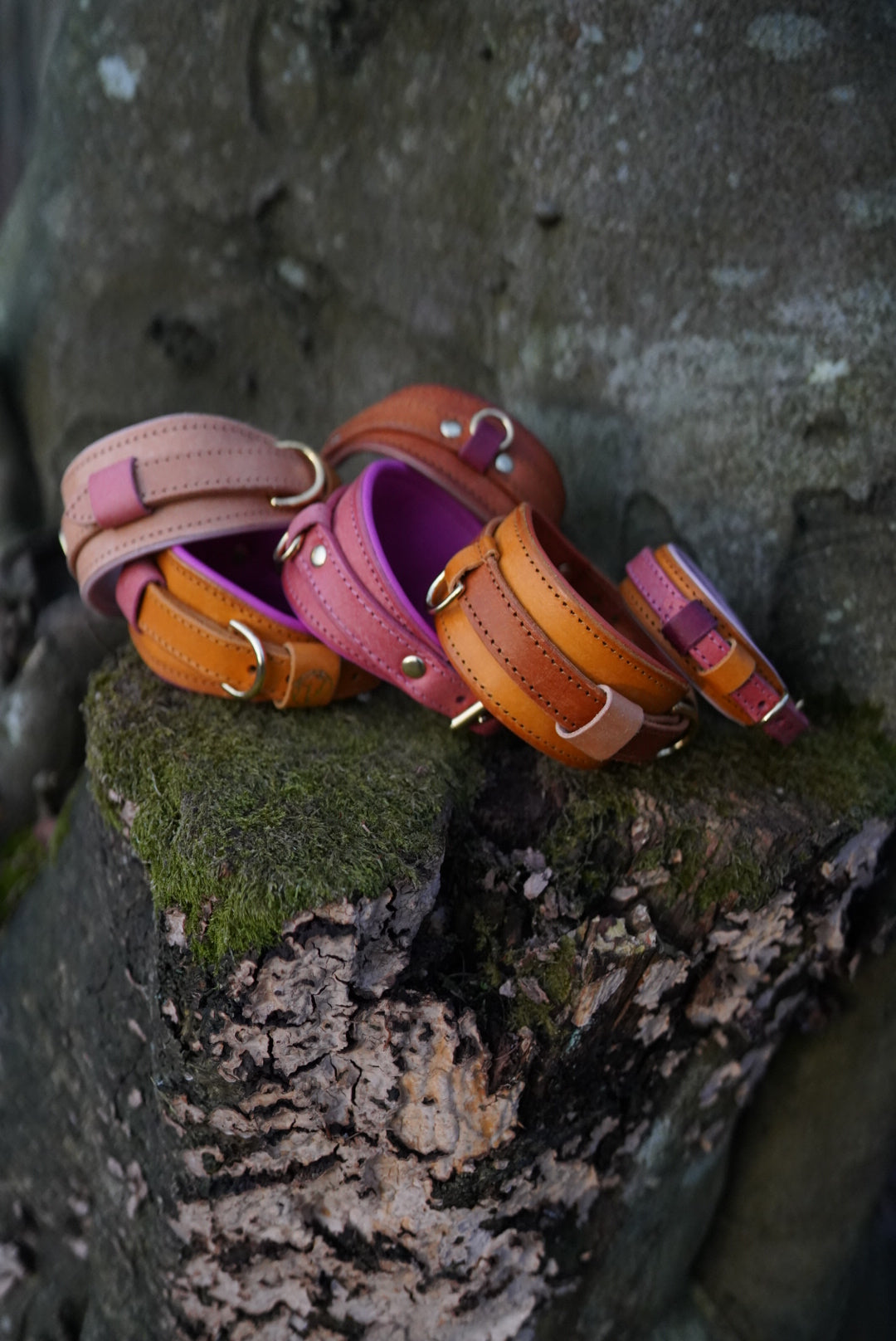 Colourblock Soft Leather Collars - Slim and Hound