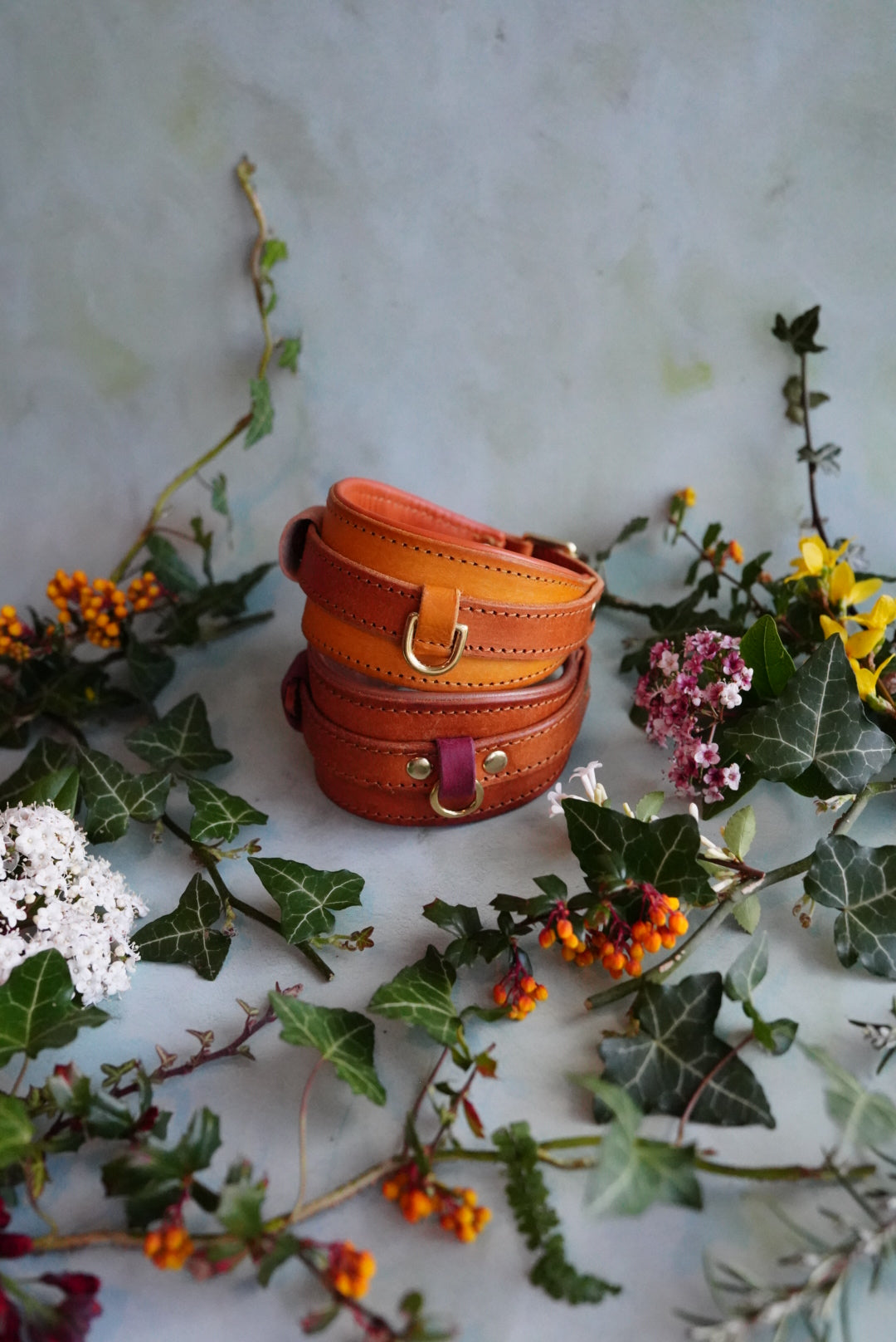 Colourblock Soft Leather Collars - Slim and Hound