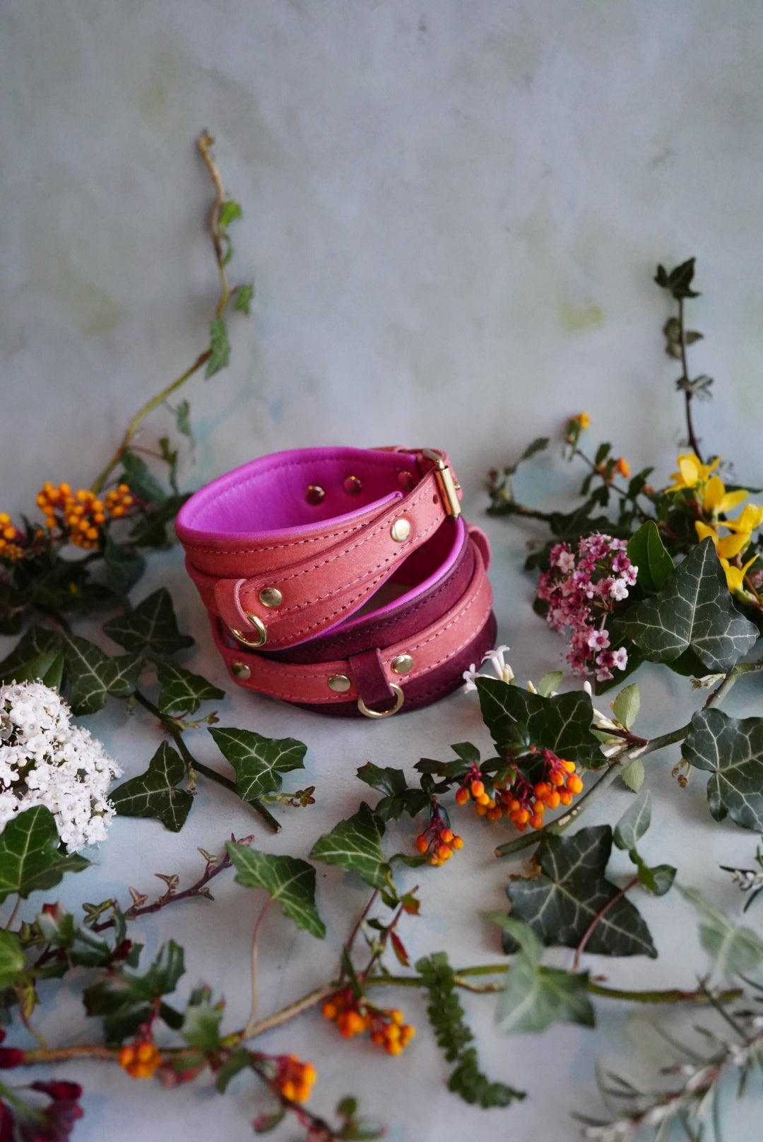 Colourblock Soft Leather Collars - Slim and Hound