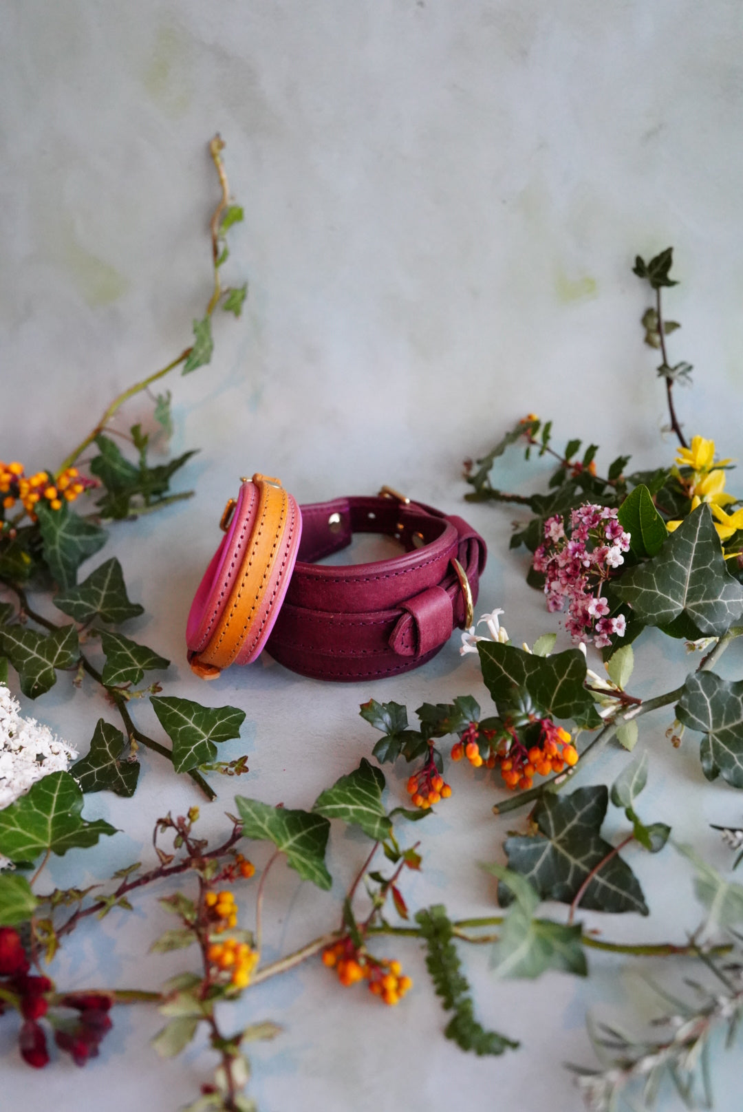 Colourblock Soft Leather Collars - Slim and Hound