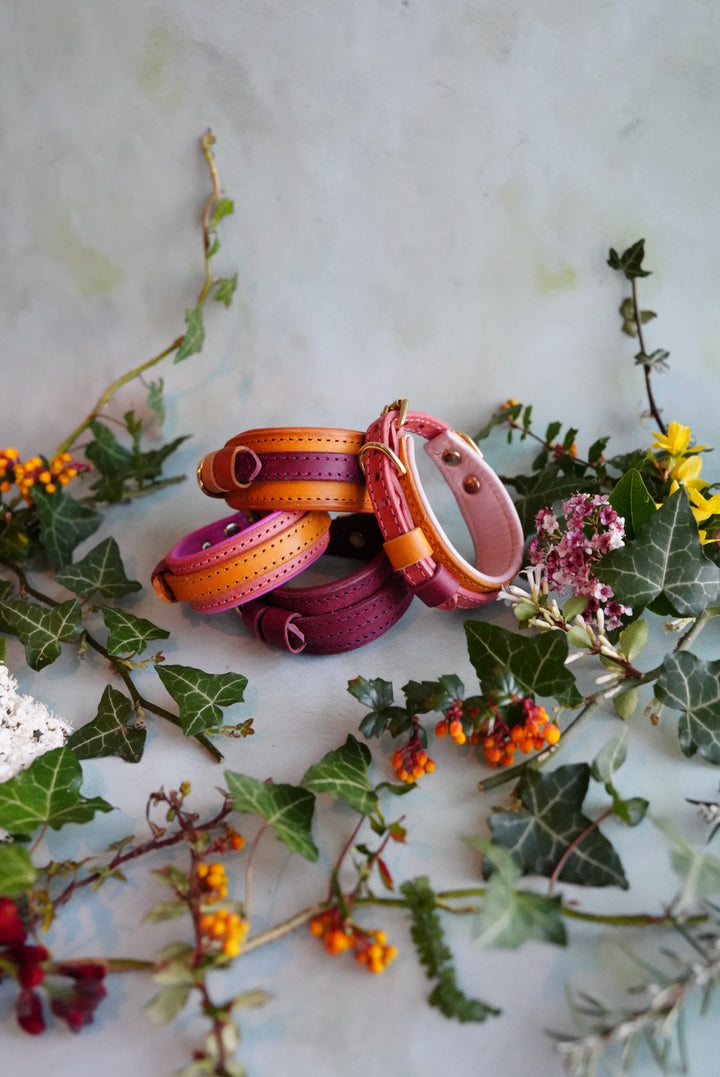Colourblock Soft Leather Collars - Slim and Hound