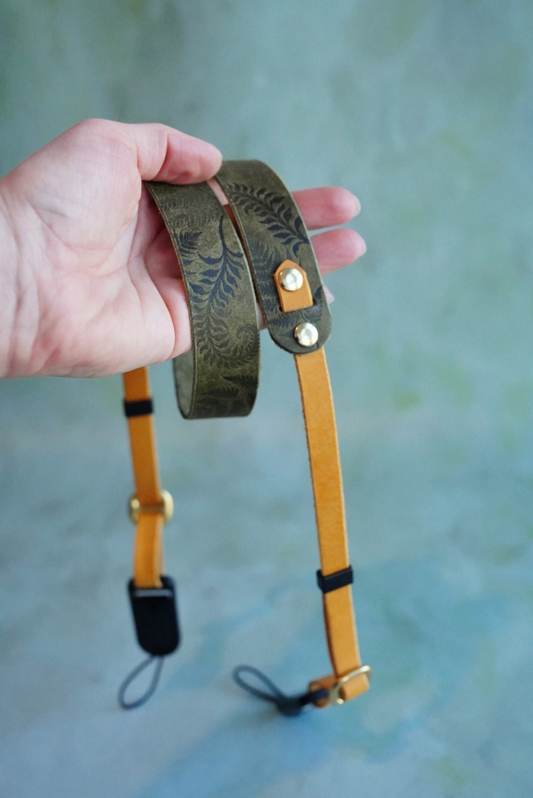 Colourblock Soft Leather Camera Straps - Embossing Options