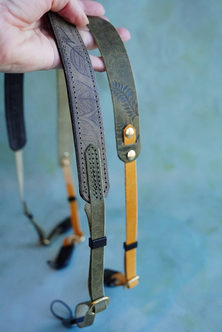 Colourblock Soft Leather Camera Straps - Embossing Options