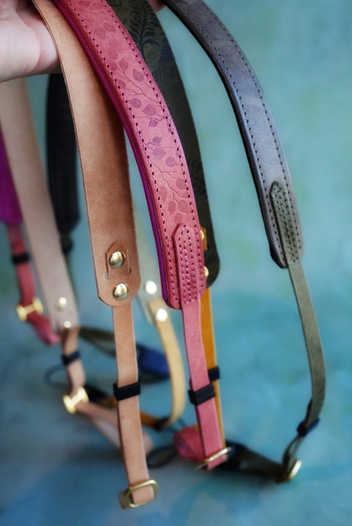 Colourblock Soft Leather Camera Straps - Embossing Options