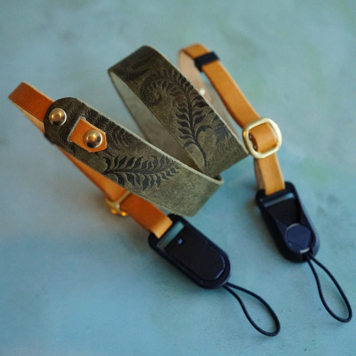 Colourblock Soft Leather Camera Straps - Embossing Options