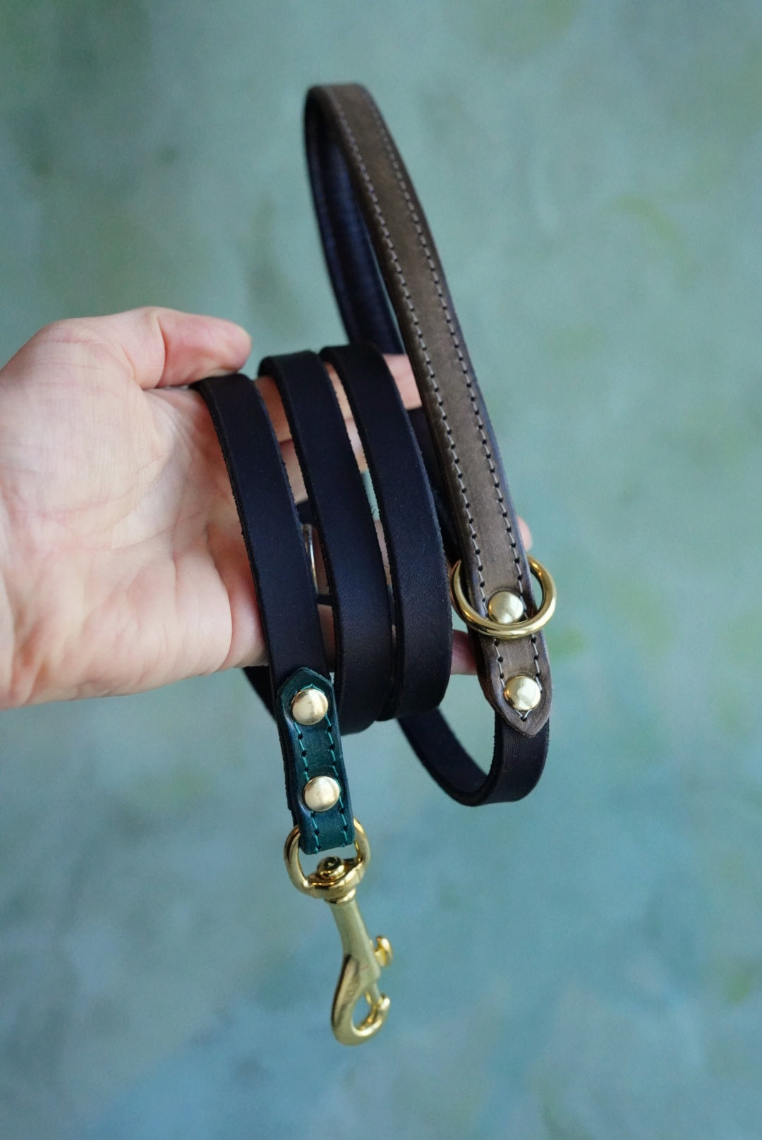 Colourblock Leather Leads - Clip or Slip