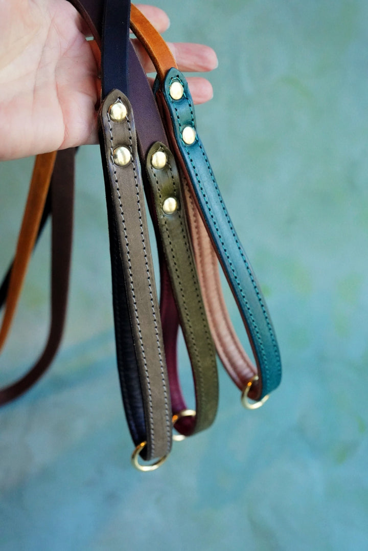 Colourblock Leather Leads - Clip or Slip