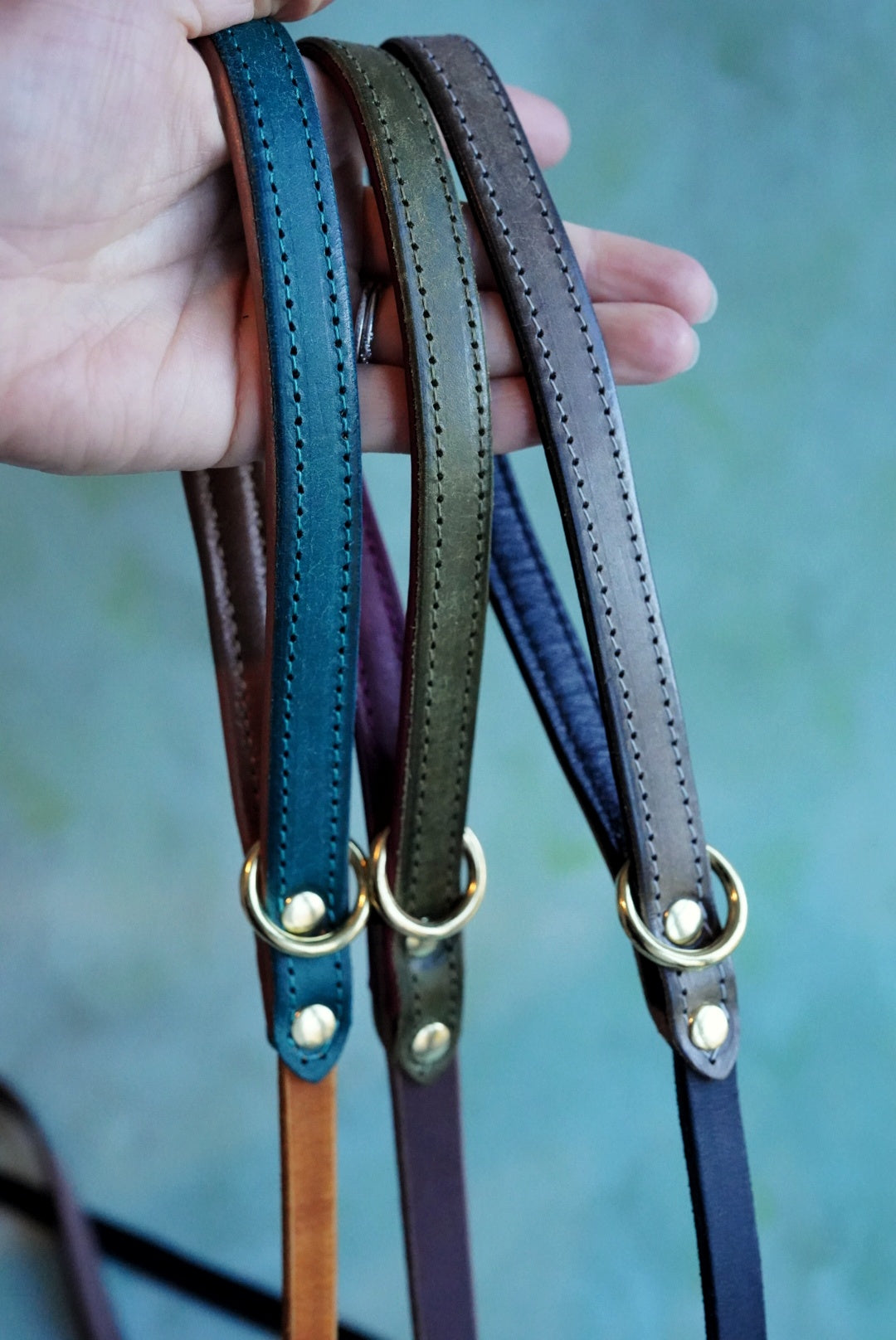 Colourblock Leather Leads - Clip or Slip