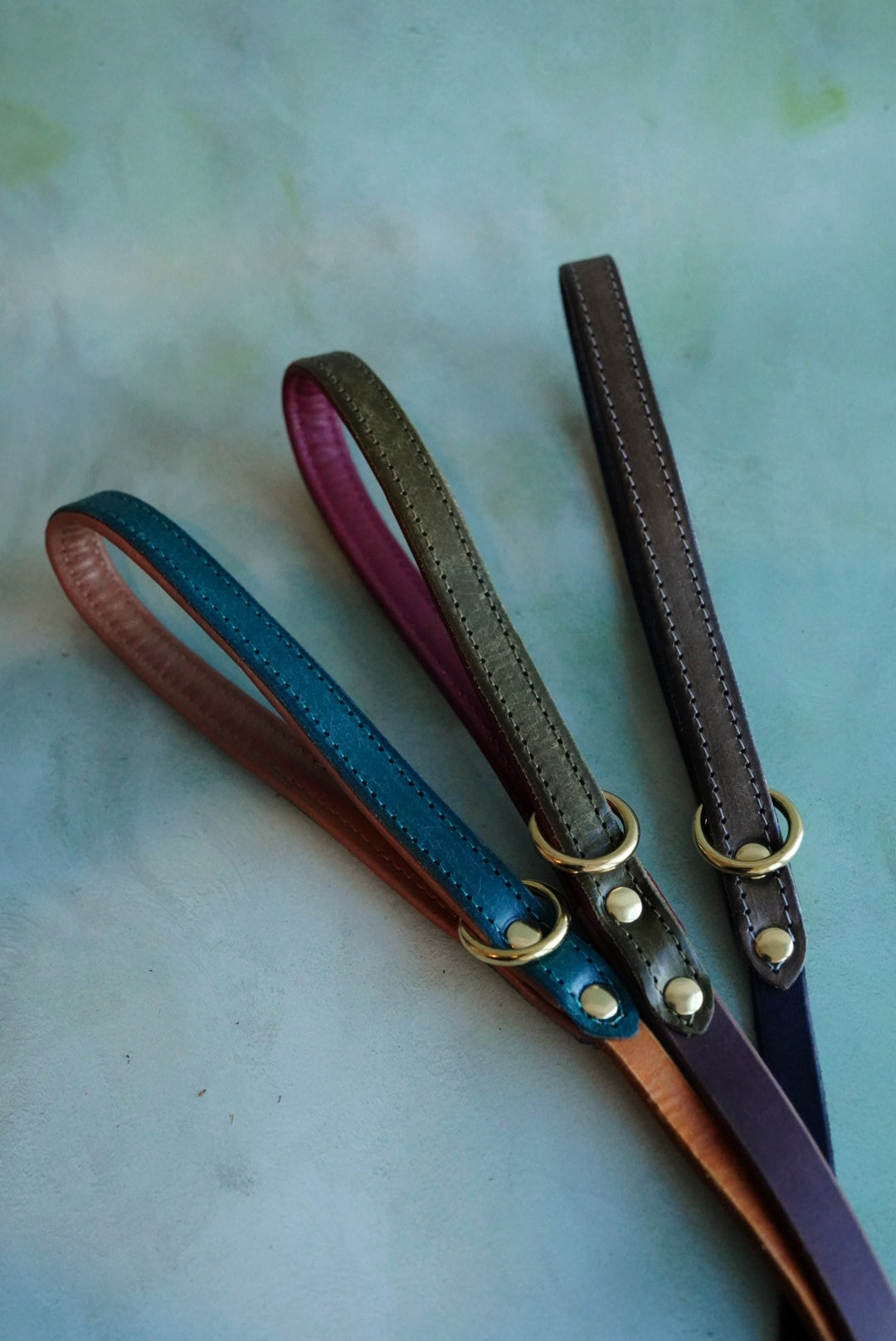 Colourblock Leather Leads - Clip or Slip