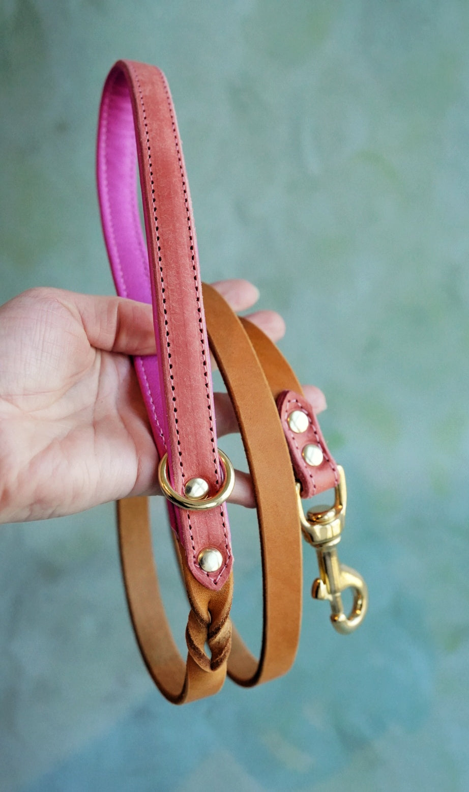 Colourblock Leather Leads - Clip or Slip