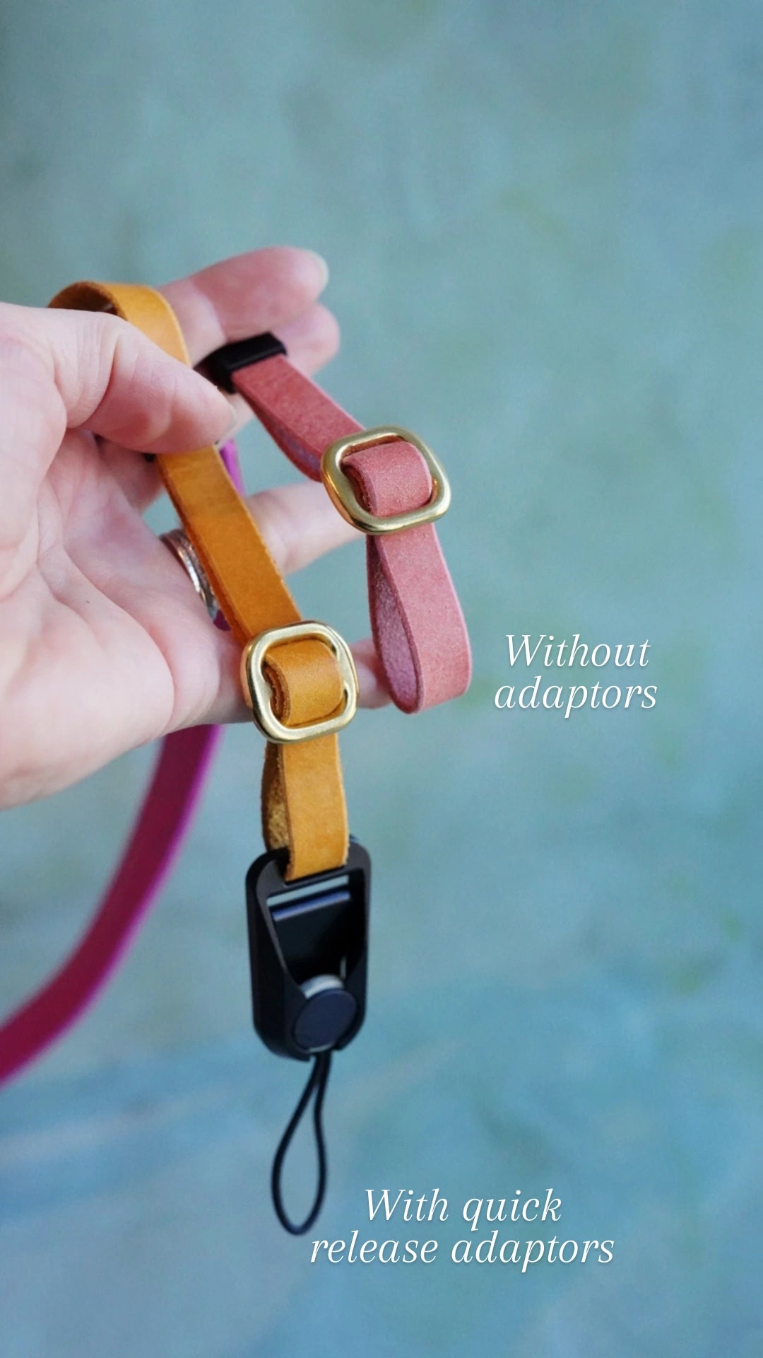 Colourblock Soft Leather Camera Straps - Embossing Options