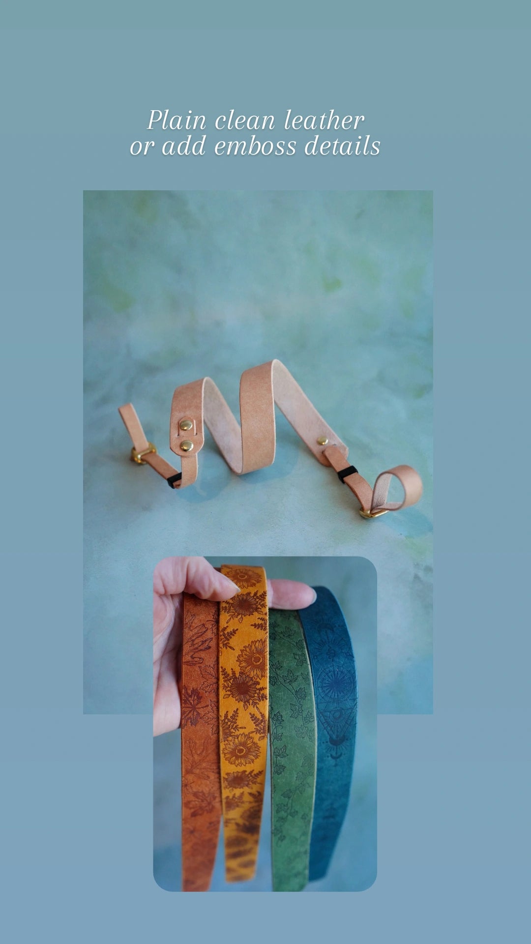 Colourblock Soft Leather Camera Straps - Embossing Options
