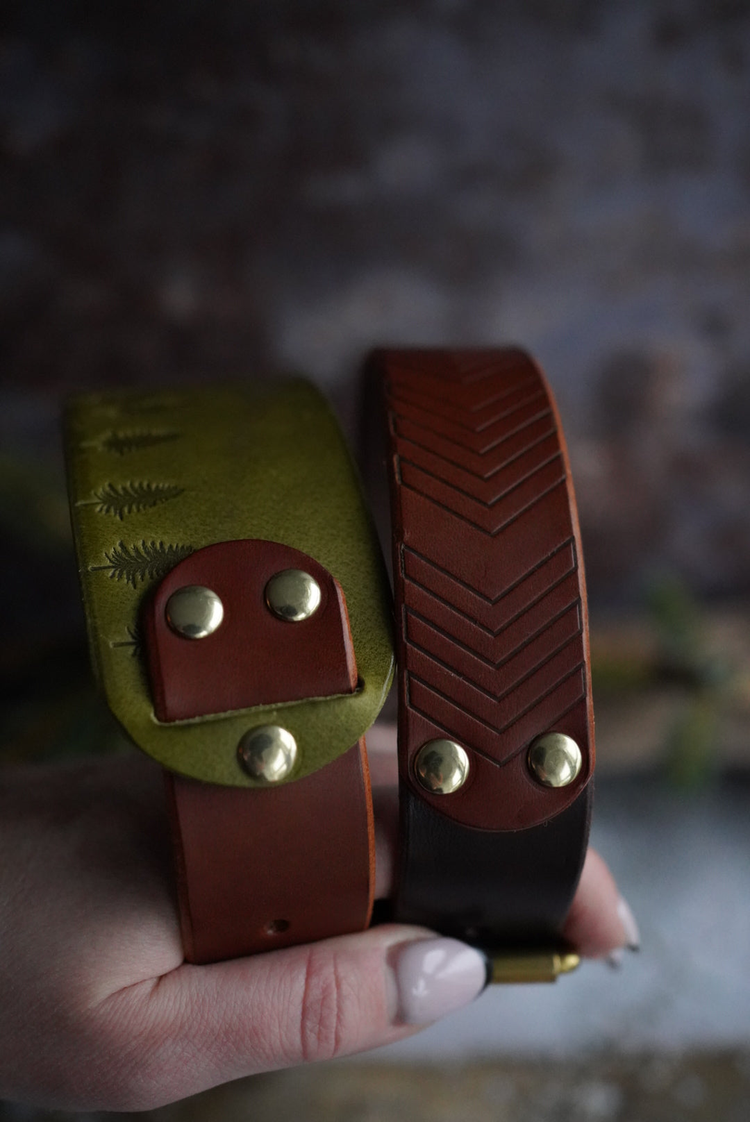 Two Tone Embossed Leather Collars